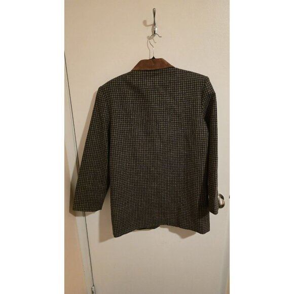 VTG International Scene Blazer Wool Houndstooth Tweed Jacket Preppy Womens 7/8 - Picture 2 of 12